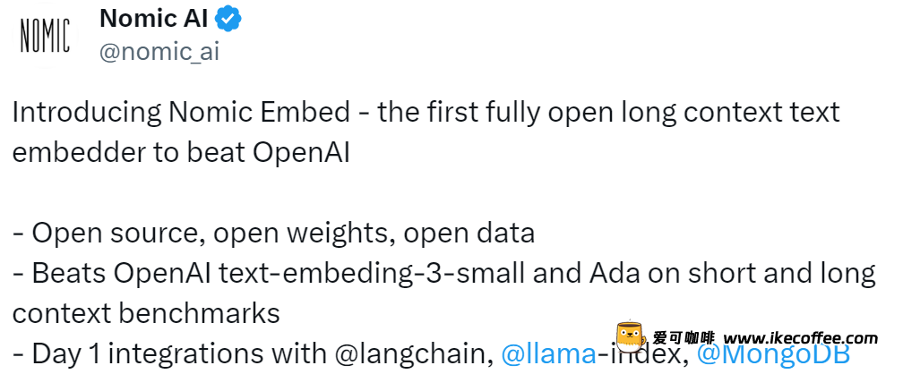 击败OpenAI，权重、数据、代码全开源，能完美复现的嵌入模型Nomic Embed来了插图